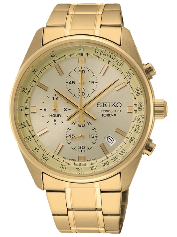 złoty męski zegarek Seiko Chronograph SSB382P1