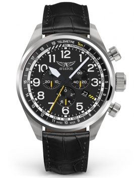 zegarek męski na pasku AVIATOR Swiss Made Airacobra P45 Chrono