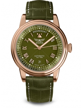 AVIATOR Swiss Made Douglas Day Date V.3.35.2.279.4 męski zegarek na pasku skórzanym